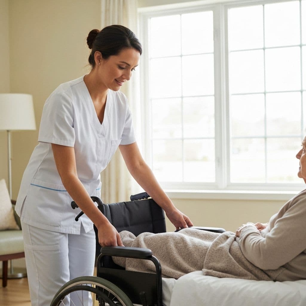 Healthcare professional providing care to elderly patient